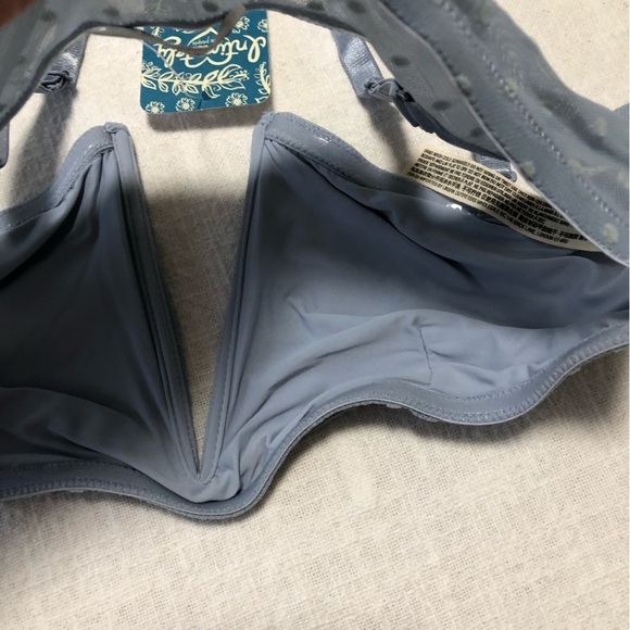 Free People Sierra Light Blue Swiss Dot Mesh V-Neck Bandeau the Rain New Small - Picture 4 of 5